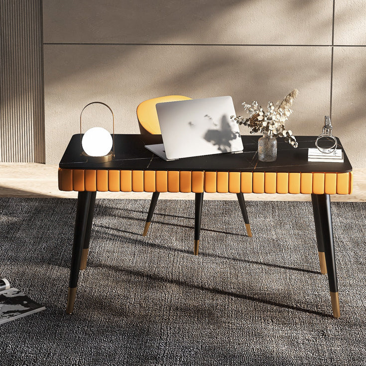 Contemporary Office Desk Antique Finish Computer Desk with 2 Storage Drawers 47.2"L x 23.6"W x 29.5"H Orange Clearhalo 'furn' 'furn_office_desk' 'Furniture' 'Office Desks' 'Office Furniture' 'office_desk' 6487988