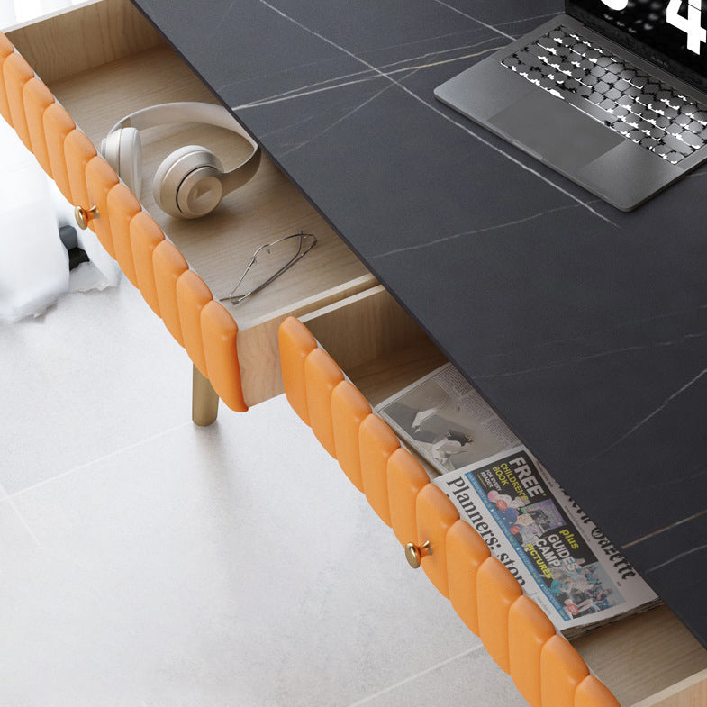 Contemporary Office Desk Antique Finish Computer Desk with 2 Storage Drawers Clearhalo 'furn' 'furn_office_desk' 'Furniture' 'Office Desks' 'Office Furniture' 'office_desk' 6487990