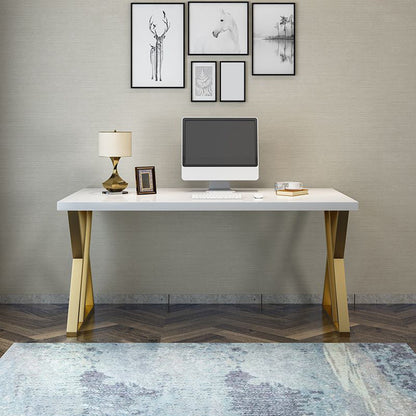 Glam Solid Wood Office Desk 29.53 "Tall Rectangular Writing Desk