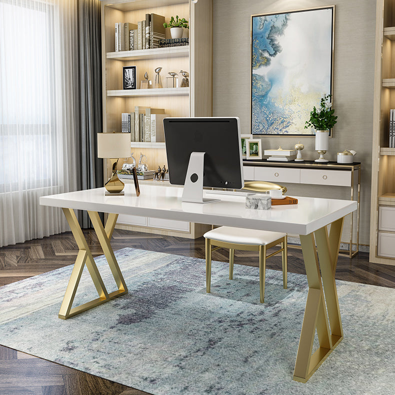 Glam Solid Wood Office Desk 29.53 "Tall Rectangular Writing Desk