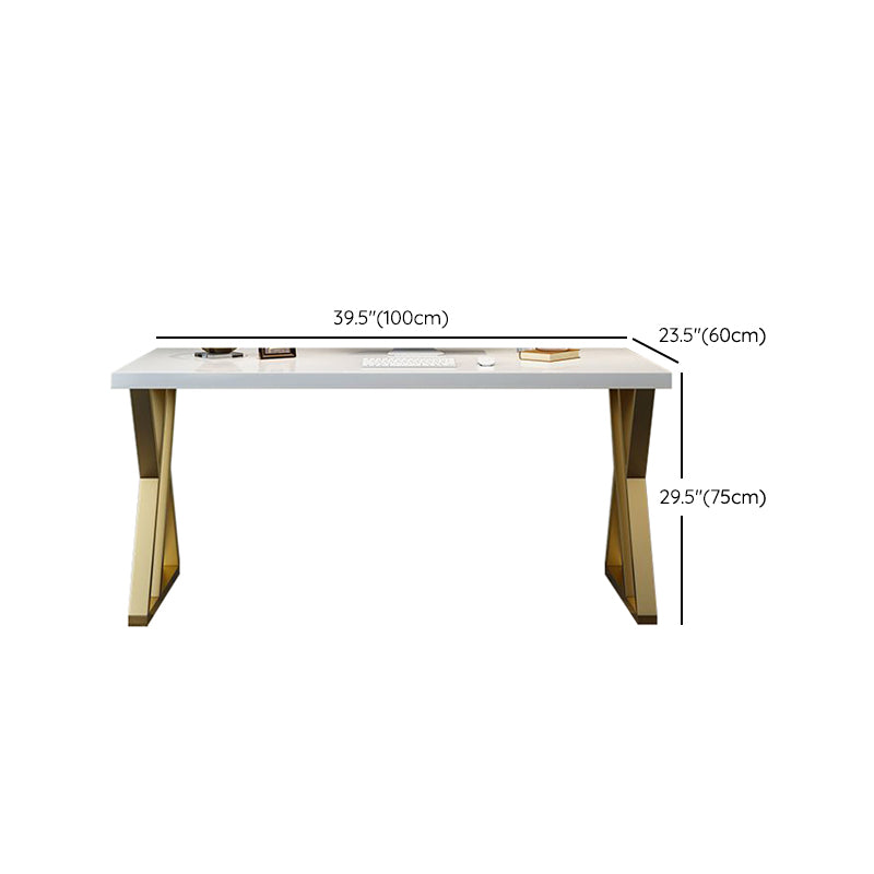 Glam Solid Wood Office Desk 29.53 "Tall Rectangular Writing Desk
