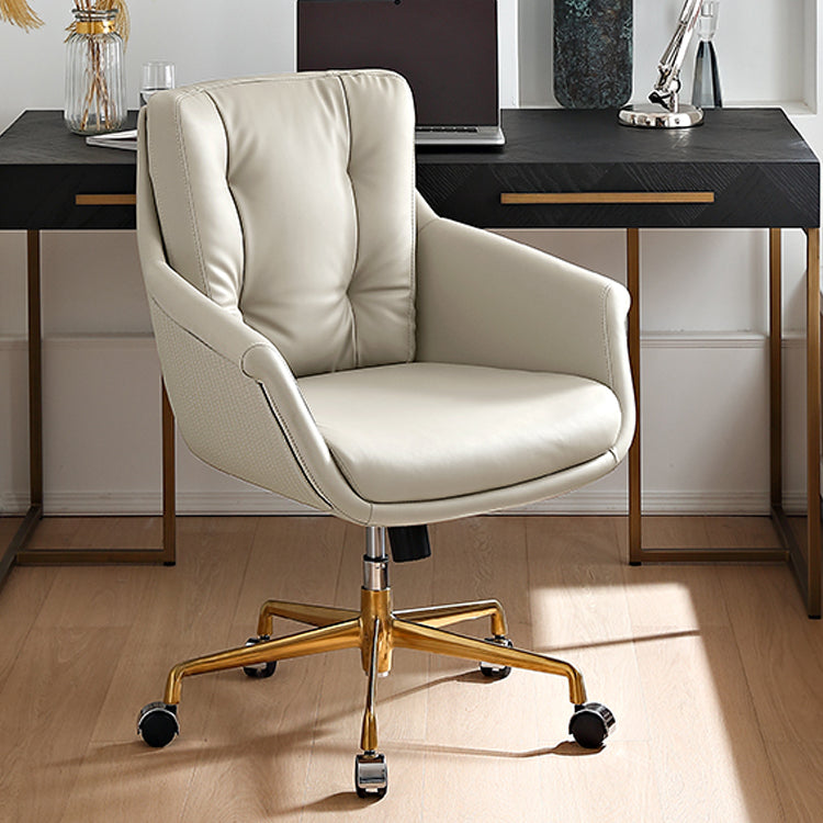 Contemporary Tufted Office Chair Faux Leather Executive Mid-Back Chair Light Gray 1 Piece Clearhalo 'furn' 'furn_office_chair' 'Furniture' 'Office Chairs' 'Office Furniture' 'office_chair' 6488362