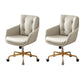 Contemporary Tufted Office Chair Faux Leather Executive Mid-Back Chair Light Gray 2 Piece Set Clearhalo 'furn' 'furn_office_chair' 'Furniture' 'Office Chairs' 'Office Furniture' 'office_chair' 6488363