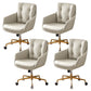 Contemporary Tufted Office Chair Faux Leather Executive Mid-Back Chair Light Gray 4 Piece Set Clearhalo 'furn' 'furn_office_chair' 'Furniture' 'Office Chairs' 'Office Furniture' 'office_chair' 6488364