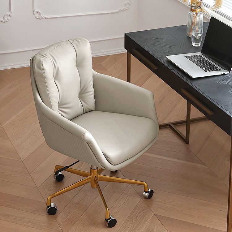 Contemporary Tufted Office Chair Faux Leather Executive Mid-Back Chair Clearhalo 'furn' 'furn_office_chair' 'Furniture' 'Office Chairs' 'Office Furniture' 'office_chair' 6488365