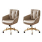 Contemporary Tufted Office Chair Faux Leather Executive Mid-Back Chair Light Brown 2 Piece Set Clearhalo 'furn' 'furn_office_chair' 'Furniture' 'Office Chairs' 'Office Furniture' 'office_chair' 6488372