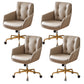 Contemporary Tufted Office Chair Faux Leather Executive Mid-Back Chair Light Brown 4 Piece Set Clearhalo 'furn' 'furn_office_chair' 'Furniture' 'Office Chairs' 'Office Furniture' 'office_chair' 6488374