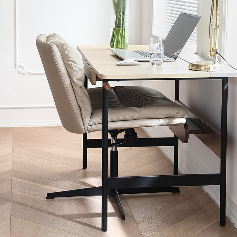 Chaise pivotante capitonnée contemporaine Chaise de bureau à dossier bas en simili cuir