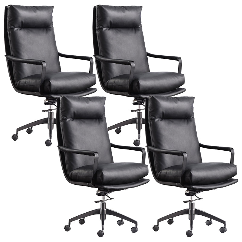 Modern Managers Chair Padded Arms Executive Chair with Wheels for Office Black 4 Piece Set High-Back (Over 22 in.) Clearhalo 'furn' 'furn_office_chair' 'Furniture' 'Office Chairs' 'Office Furniture' 'office_chair' 6488479