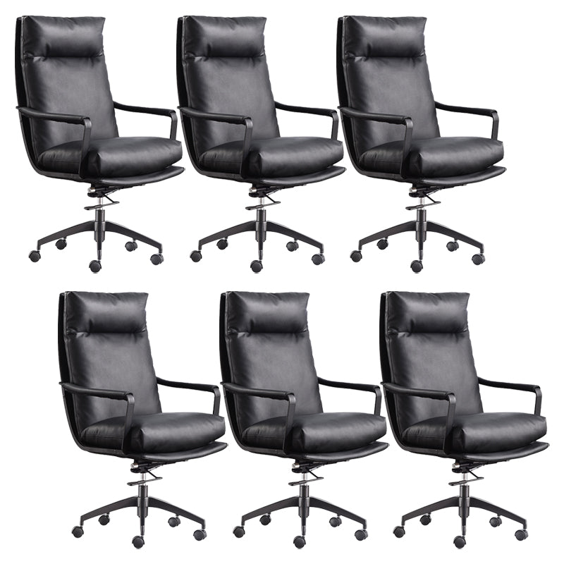 Modern Managers Chair Padded Arms Executive Chair with Wheels for Office Black 6 Piece Set High-Back (Over 22 in.) Clearhalo 'furn' 'furn_office_chair' 'Furniture' 'Office Chairs' 'Office Furniture' 'office_chair' 6488481