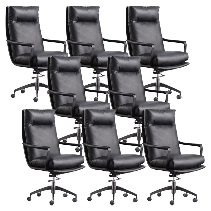 Modern Managers Chair Padded Arms Executive Chair with Wheels for Office Black 8 Piece Set High-Back (Over 22 in.) Clearhalo 'furn' 'furn_office_chair' 'Furniture' 'Office Chairs' 'Office Furniture' 'office_chair' 6488483