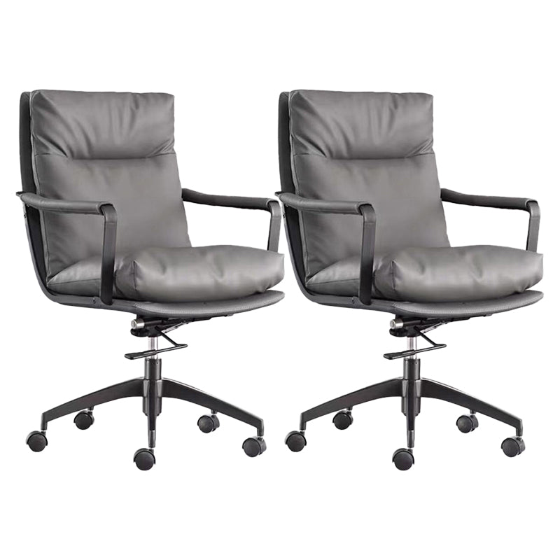 Modern Managers Chair Padded Arms Executive Chair with Wheels for Office Grey 2 Piece Set Mid-Back (14-22 in.) Clearhalo 'furn' 'furn_office_chair' 'Furniture' 'Office Chairs' 'Office Furniture' 'office_chair' 6488485