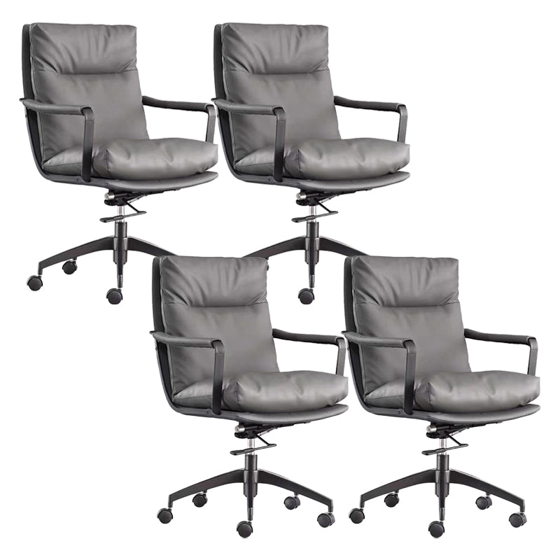 Modern Managers Chair Padded Arms Executive Chair with Wheels for Office Grey 4 Piece Set Mid-Back (14-22 in.) Clearhalo 'furn' 'furn_office_chair' 'Furniture' 'Office Chairs' 'Office Furniture' 'office_chair' 6488487