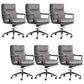 Modern Managers Chair Padded Arms Executive Chair with Wheels for Office Grey 6 Piece Set Mid-Back (14-22 in.) Clearhalo 'furn' 'furn_office_chair' 'Furniture' 'Office Chairs' 'Office Furniture' 'office_chair' 6488489