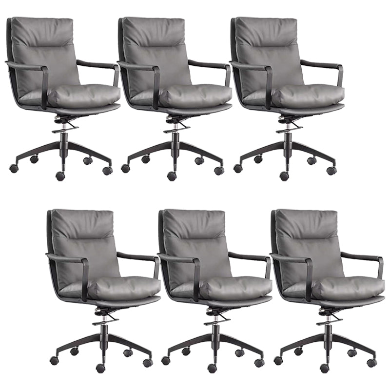 Modern Managers Chair Padded Arms Executive Chair with Wheels for Office Grey 6 Piece Set Mid-Back (14-22 in.) Clearhalo 'furn' 'furn_office_chair' 'Furniture' 'Office Chairs' 'Office Furniture' 'office_chair' 6488489