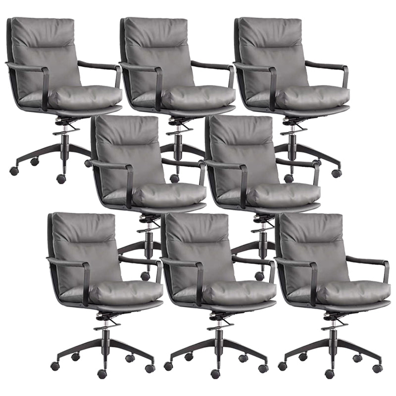 Modern Managers Chair Padded Arms Executive Chair with Wheels for Office Grey 8 Piece Set Mid-Back (14-22 in.) Clearhalo 'furn' 'furn_office_chair' 'Furniture' 'Office Chairs' 'Office Furniture' 'office_chair' 6488491