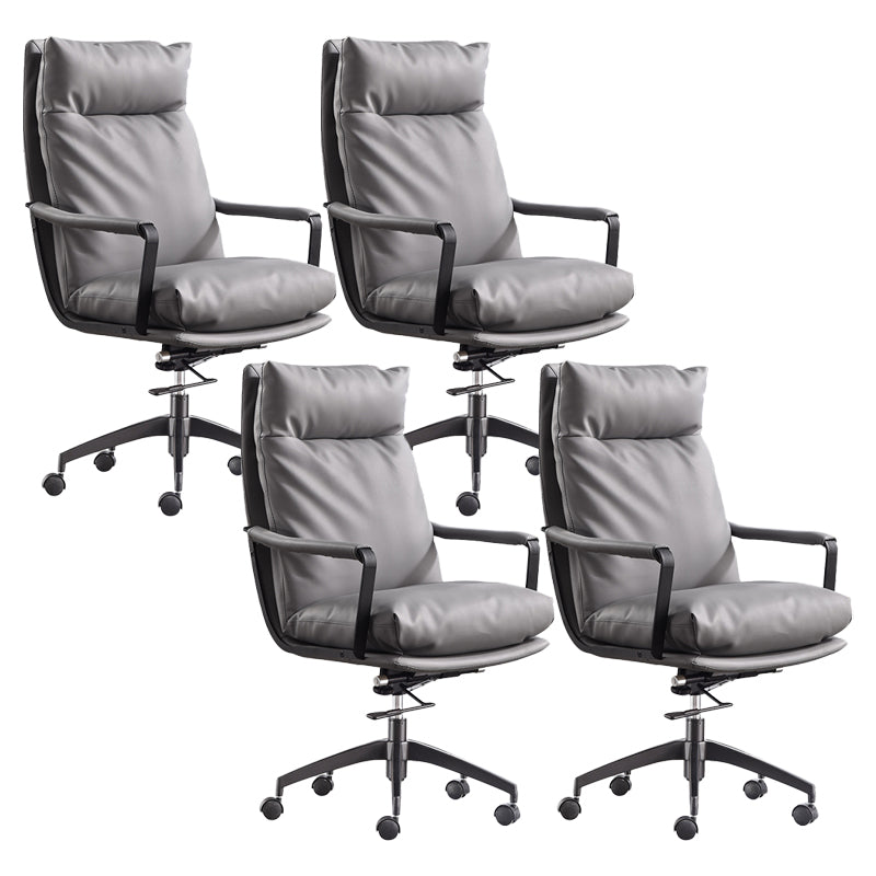 Modern Managers Chair Padded Arms Executive Chair with Wheels for Office Grey 4 Piece Set High-Back (Over 22 in.) Clearhalo 'furn' 'furn_office_chair' 'Furniture' 'Office Chairs' 'Office Furniture' 'office_chair' 6488495