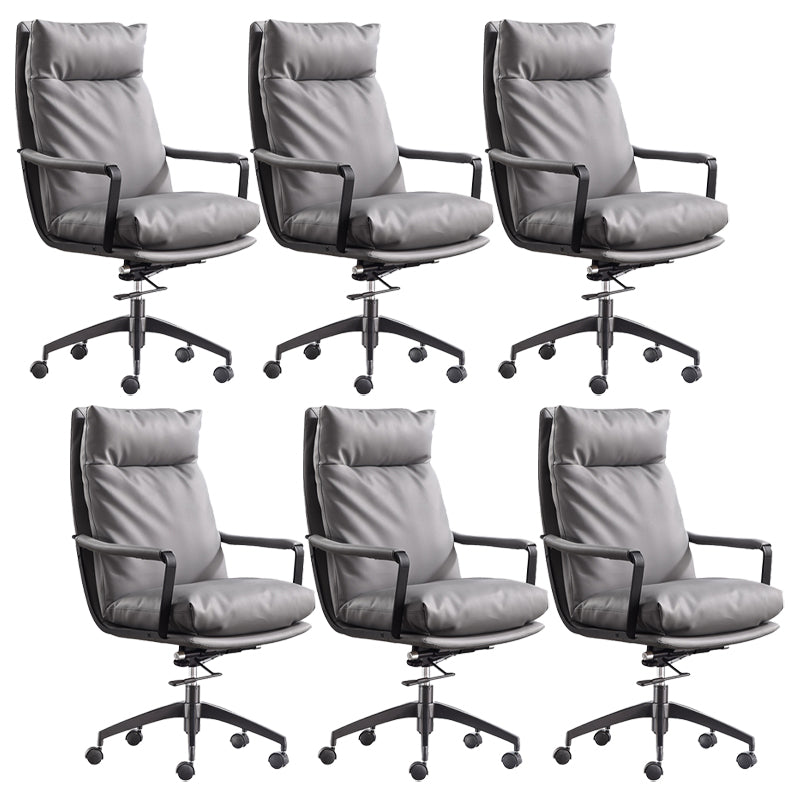 Modern Managers Chair Padded Arms Executive Chair with Wheels for Office Grey 6 Piece Set High-Back (Over 22 in.) Clearhalo 'furn' 'furn_office_chair' 'Furniture' 'Office Chairs' 'Office Furniture' 'office_chair' 6488497