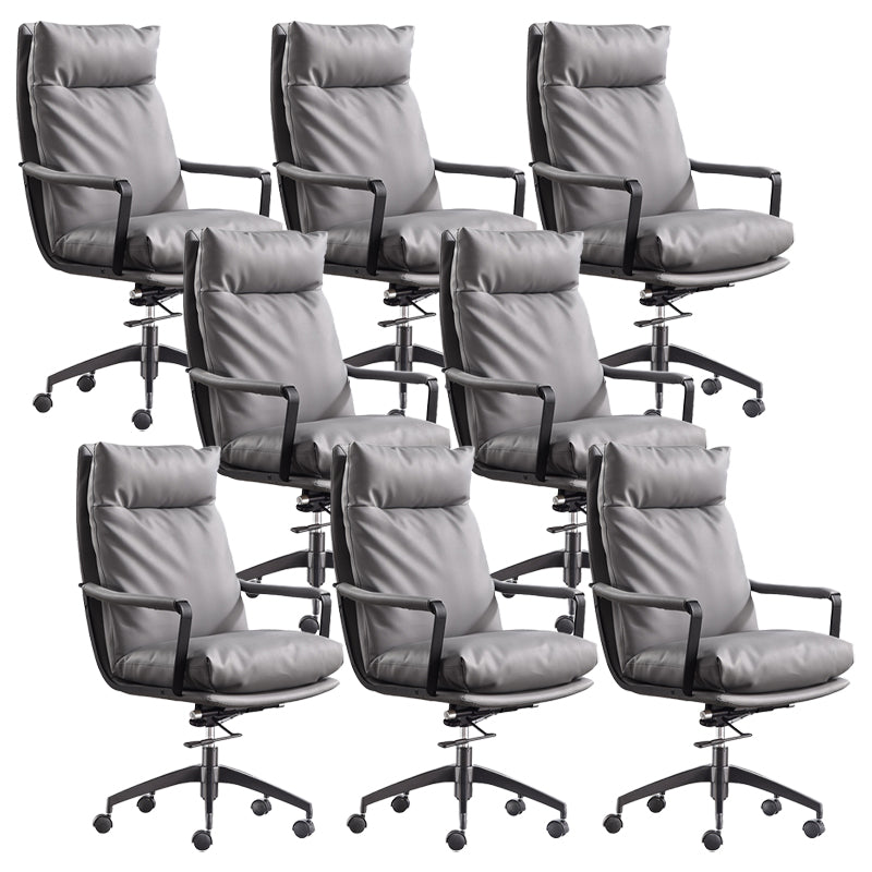 Modern Managers Chair Padded Arms Executive Chair with Wheels for Office Grey 8 Piece Set High-Back (Over 22 in.) Clearhalo 'furn' 'furn_office_chair' 'Furniture' 'Office Chairs' 'Office Furniture' 'office_chair' 6488498