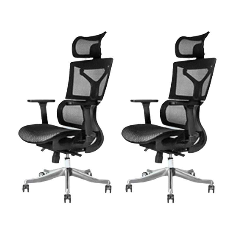 Modern Desk Chair Adjustable Arms Task Chair with Wheels for Office Black 2 Piece Set Clearhalo 'furn' 'furn_office_chair' 'Furniture' 'Office Chairs' 'Office Furniture' 'office_chair' 6488525