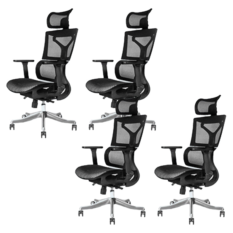 Modern Desk Chair Adjustable Arms Task Chair with Wheels for Office Black 4 Piece Set Clearhalo 'furn' 'furn_office_chair' 'Furniture' 'Office Chairs' 'Office Furniture' 'office_chair' 6488526