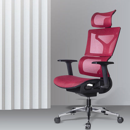 Modern Desk Chair Adjustable Arms Task Chair with Wheels for Office Red 1 Piece Clearhalo 'furn' 'furn_office_chair' 'Furniture' 'Office Chairs' 'Office Furniture' 'office_chair' 6488527