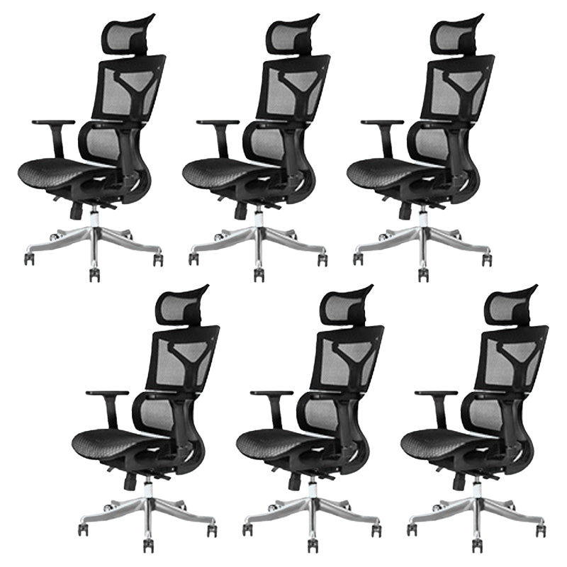 Modern Desk Chair Adjustable Arms Task Chair with Wheels for Office Black 6 Piece Set Clearhalo 'furn' 'furn_office_chair' 'Furniture' 'Office Chairs' 'Office Furniture' 'office_chair' 6488528