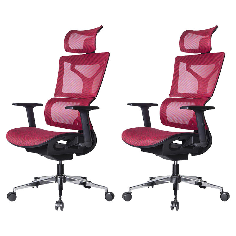 Modern Desk Chair Adjustable Arms Task Chair with Wheels for Office Red 2 Piece Set Clearhalo 'furn' 'furn_office_chair' 'Furniture' 'Office Chairs' 'Office Furniture' 'office_chair' 6488534
