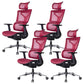 Modern Desk Chair Adjustable Arms Task Chair with Wheels for Office Red 4 Piece Set Clearhalo 'furn' 'furn_office_chair' 'Furniture' 'Office Chairs' 'Office Furniture' 'office_chair' 6488536