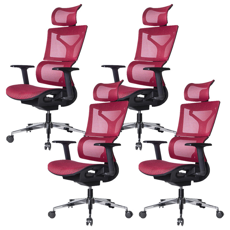 Modern Desk Chair Adjustable Arms Task Chair with Wheels for Office Red 4 Piece Set Clearhalo 'furn' 'furn_office_chair' 'Furniture' 'Office Chairs' 'Office Furniture' 'office_chair' 6488536