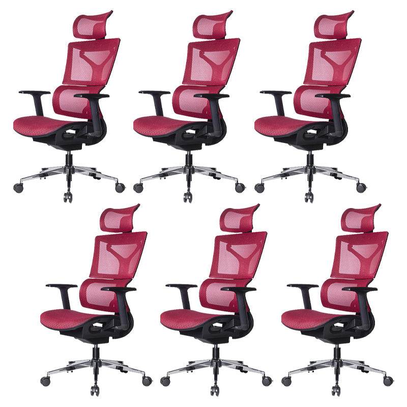 Modern Desk Chair Adjustable Arms Task Chair with Wheels for Office Red 6 Piece Set Clearhalo 'furn' 'furn_office_chair' 'Furniture' 'Office Chairs' 'Office Furniture' 'office_chair' 6488537