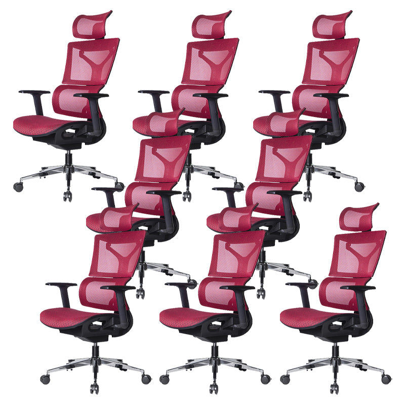Modern Desk Chair Adjustable Arms Task Chair with Wheels for Office Red 8 Piece Set Clearhalo 'furn' 'furn_office_chair' 'Furniture' 'Office Chairs' 'Office Furniture' 'office_chair' 6488538
