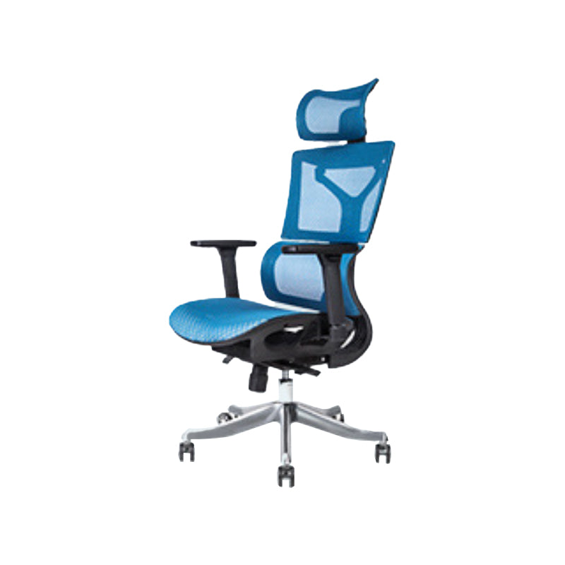 Modern Desk Chair Adjustable Arms Task Chair with Wheels for Office Blue 1 Piece Clearhalo 'furn' 'furn_office_chair' 'Furniture' 'Office Chairs' 'Office Furniture' 'office_chair' 6488539