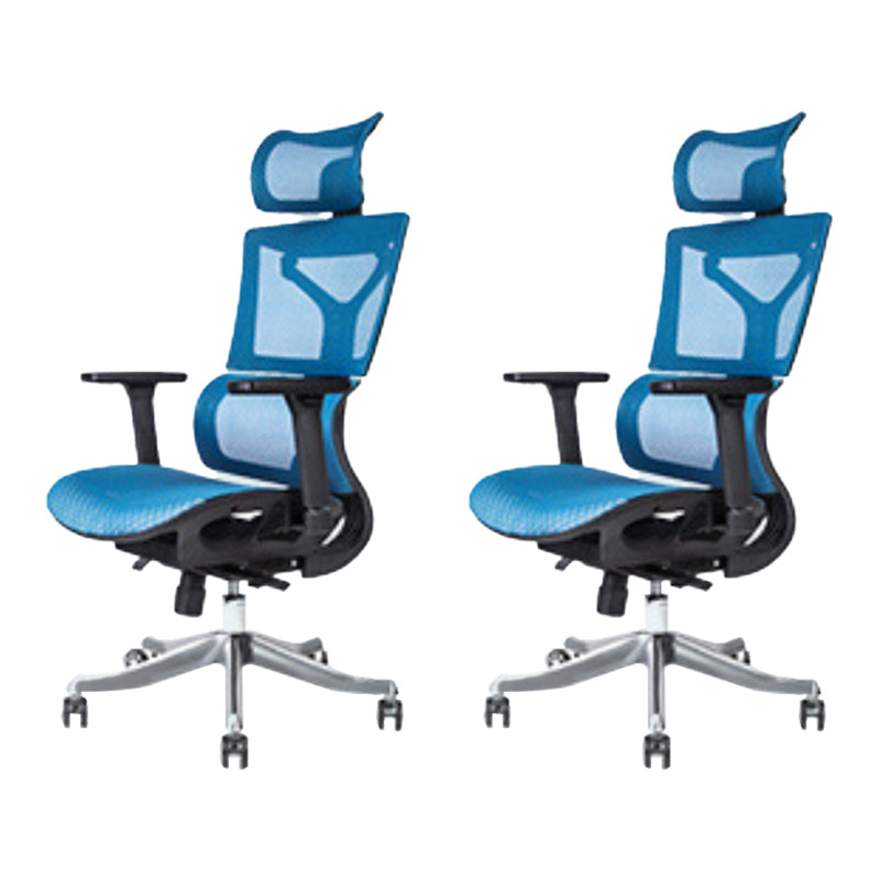 Modern Desk Chair Adjustable Arms Task Chair with Wheels for Office Blue 2 Piece Set Clearhalo 'furn' 'furn_office_chair' 'Furniture' 'Office Chairs' 'Office Furniture' 'office_chair' 6488540