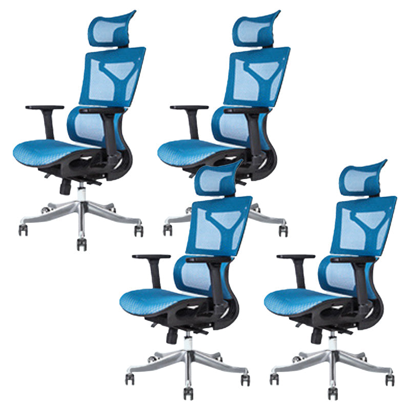 Modern Desk Chair Adjustable Arms Task Chair with Wheels for Office Blue 4 Piece Set Clearhalo 'furn' 'furn_office_chair' 'Furniture' 'Office Chairs' 'Office Furniture' 'office_chair' 6488541