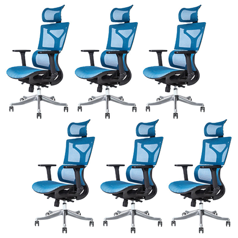 Modern Desk Chair Adjustable Arms Task Chair with Wheels for Office Blue 6 Piece Set Clearhalo 'furn' 'furn_office_chair' 'Furniture' 'Office Chairs' 'Office Furniture' 'office_chair' 6488542