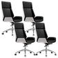 Modern Desk Chair Leather Computer Chair High-Back Executive Chair with Wheels White-Black 4 Piece Set Clearhalo 'furn' 'furn_office_chair' 'Furniture' 'Office Chairs' 'Office Furniture' 'office_chair' 6488549