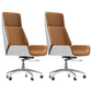 Modern Desk Chair Leather Computer Chair High-Back Executive Chair with Wheels White-Yellow 2 Piece Set Clearhalo 'furn' 'furn_office_chair' 'Furniture' 'Office Chairs' 'Office Furniture' 'office_chair' 6488557