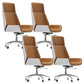 Modern Desk Chair Leather Computer Chair High-Back Executive Chair with Wheels White-Yellow 4 Piece Set Clearhalo 'furn' 'furn_office_chair' 'Furniture' 'Office Chairs' 'Office Furniture' 'office_chair' 6488559