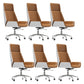 Modern Desk Chair Leather Computer Chair High-Back Executive Chair with Wheels White-Yellow 6 Piece Set Clearhalo 'furn' 'furn_office_chair' 'Furniture' 'Office Chairs' 'Office Furniture' 'office_chair' 6488560
