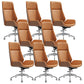 Modern Desk Chair Leather Computer Chair High-Back Executive Chair with Wheels Walnut Yellow 8 Piece Set Clearhalo 'furn' 'furn_office_chair' 'Furniture' 'Office Chairs' 'Office Furniture' 'office_chair' 6488566