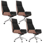 Modern Desk Chair Leather Computer Chair High-Back Executive Chair with Wheels Walnut+Black 4 Piece Set Clearhalo 'furn' 'furn_office_chair' 'Furniture' 'Office Chairs' 'Office Furniture' 'office_chair' 6488568