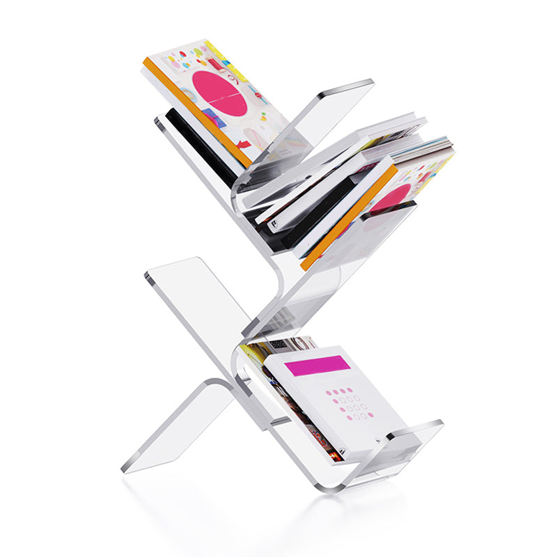 Zeitgenössischer Acryl -Bücherregal Standard Clear Open Back Bücherregal