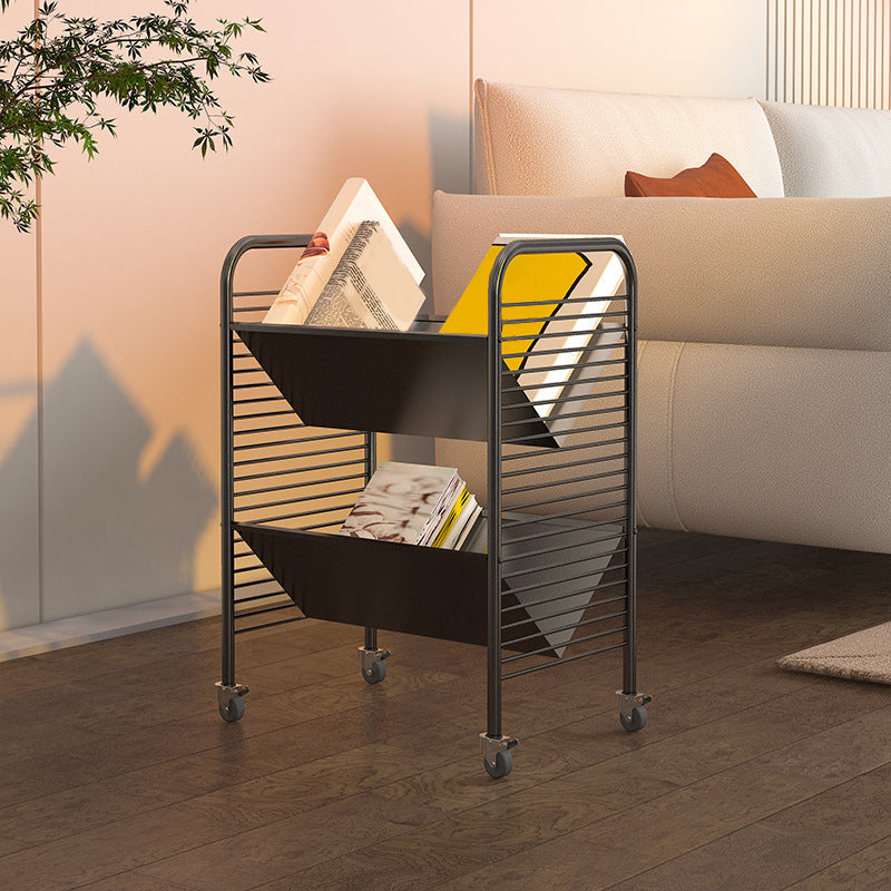 Glam Open Back Bookshelf Standard Metal 2 Shelves Bookcase for Home Office