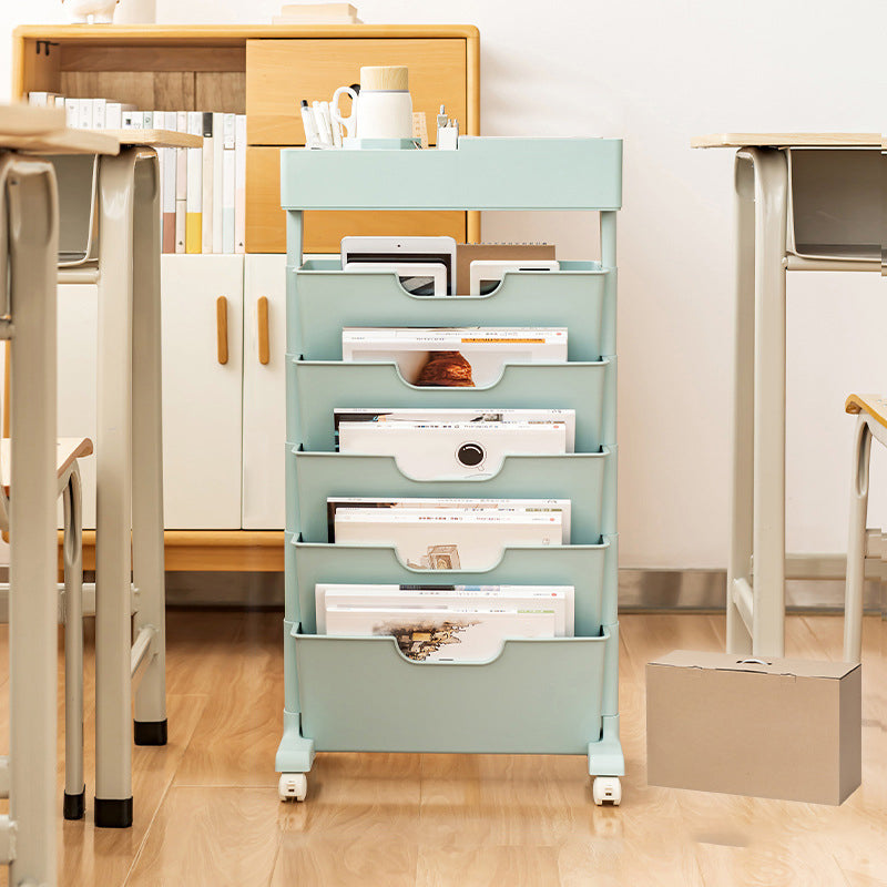 Contemporary Plastic Bookcase Standard Open Back Bookshelf for Office 15.9"L x 8.1"W x 29"H Blue Clearhalo 'Bookcases' 'furn' 'furn_bookcases' 'Furniture' 'Office Furniture' 6488800