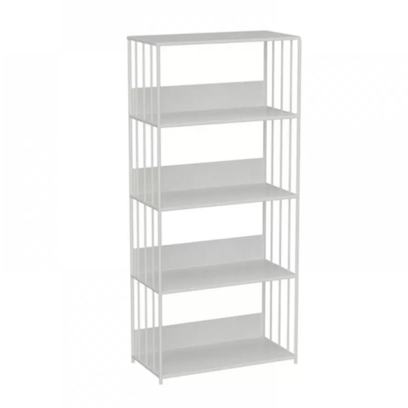 Scandinavian Metal Bookcase Standard Open Back Bookshelf with Shelves 23.6"L x 11.8"W x 51.2"H White Clearhalo 'Bookcases' 'furn' 'furn_bookcases' 'Furniture' 'Office Furniture' 6488883