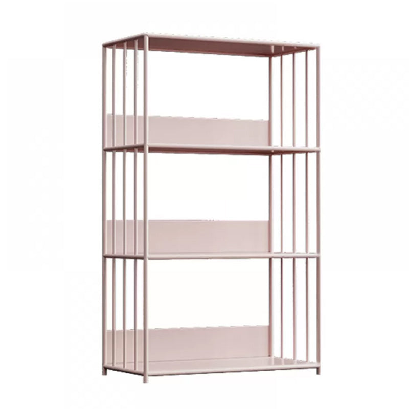 Scandinavian Metal Bookcase Standard Open Back Bookshelf with Shelves 23.6"L x 11.8"W x 39.4"H Pink Clearhalo 'Bookcases' 'furn' 'furn_bookcases' 'Furniture' 'Office Furniture' 6488886