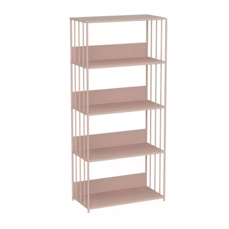 Scandinavian Metal Bookcase Standard Open Back Bookshelf with Shelves 23.6"L x 11.8"W x 51.2"H Pink Clearhalo 'Bookcases' 'furn' 'furn_bookcases' 'Furniture' 'Office Furniture' 6488888
