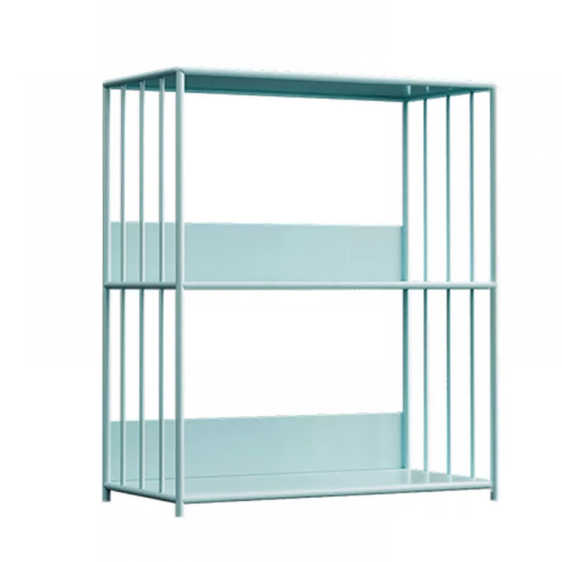 Scandinavian Metal Bookcase Standard Open Back Bookshelf with Shelves 24"L x 12"W x 28"H Blue Clearhalo 'Bookcases' 'furn' 'furn_bookcases' 'Furniture' 'Office Furniture' 6488890
