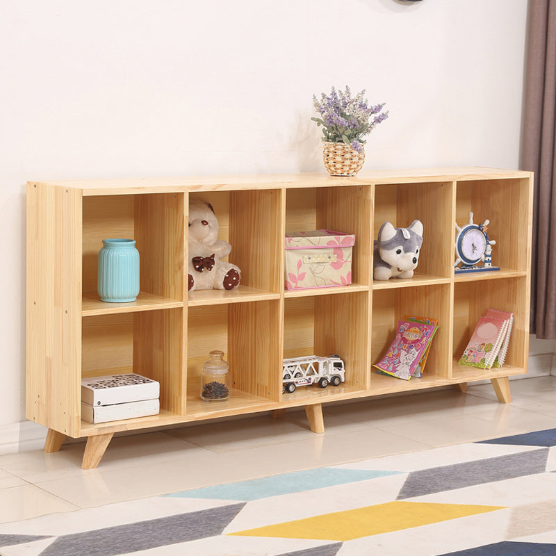 Modern Standard Wooden Bookshelf Closed Back Natural Bookcase with Shelves 69"L x 12"W x 33"H Cabinet Not Included Clearhalo 'Bookcases' 'furn' 'furn_bookcases' 'Furniture' 'Office Furniture' 6488965